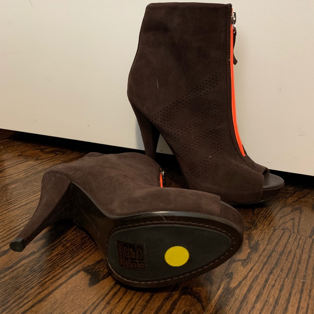 United Nude Suede Zip Up Peep Toe Boots